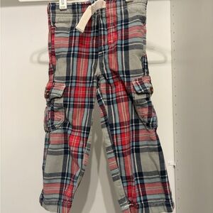 Mini Boden Red and Blue Plaid Cargo Pants